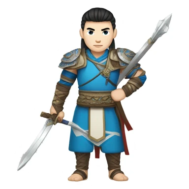 Male Mongolian warrior with white skin and blue eyes sticker