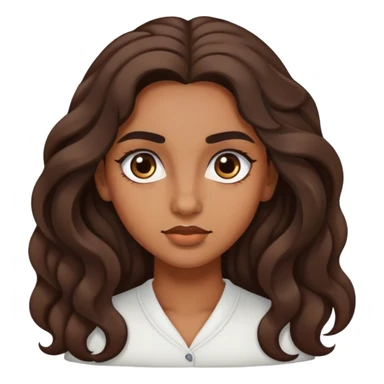 chica morena con pelo largo, ondulado, cejas de choni y ojos rasgados sticker