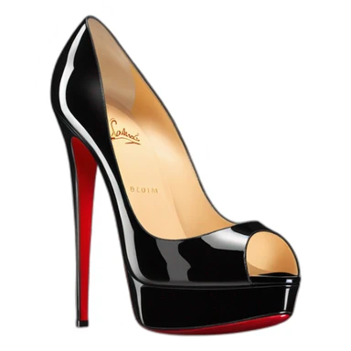 Louboutin Black patent Leather Lady Peep Toe Platform sticker