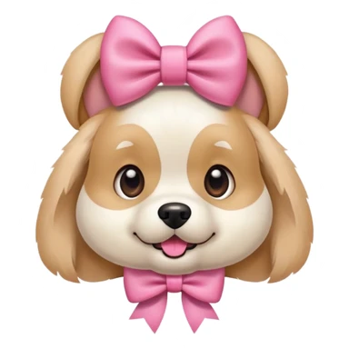dog with pink bow playful expression sticker