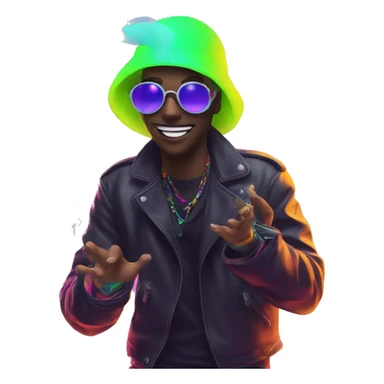 Rave party dancing neon smoking sticker