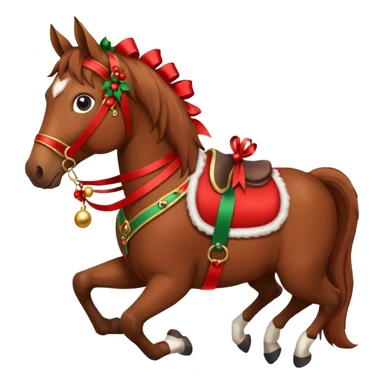 christmas brown horse with a red saddle sticker