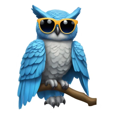 blue great horned owl with disco pants and sunglasses sticker