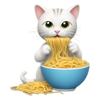 cat eats noodles sticker