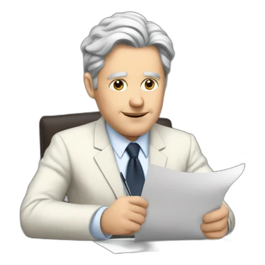 a white politician with back hair signing a paper sticker