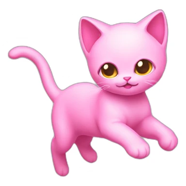 pink mew levitating sticker