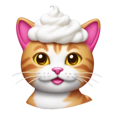 hot pink kitty cat with whipped cream on its head sticker