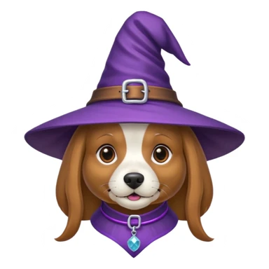 dog wear purple wicth hat sticker