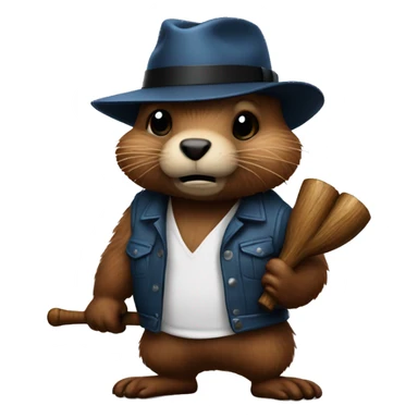 Beaver gangster with a bat in his paws sticker