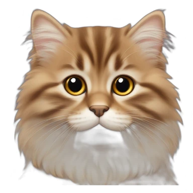 Brown fluffy fall Siberian kitten face sticker