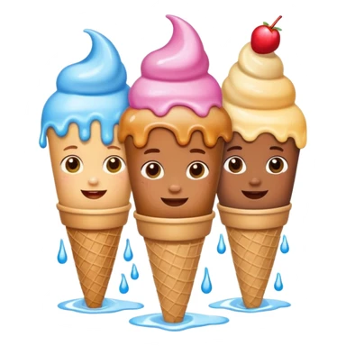 happy children with melting ice cream cones sticker