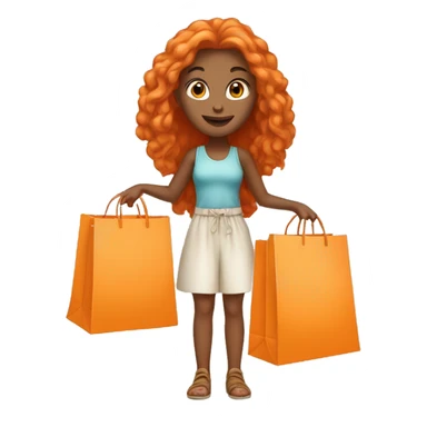 Tan girl with long orange hair wearing cute outfit holding shopping bags sticker