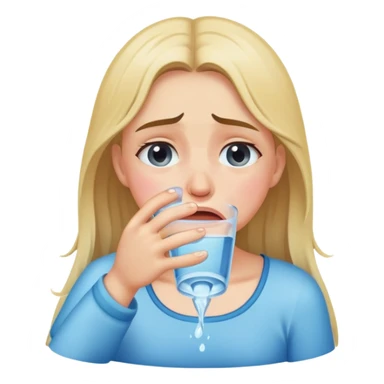 Girl crying drinking water sticker