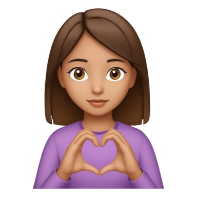 Girl with hazel eyes olive skin tone and brown straight hair making a heart with her hands  sticker