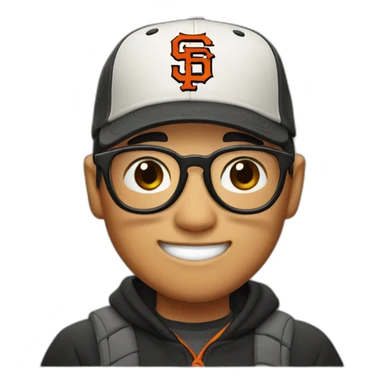 Asian with glasses and sf giants baseball cap sticker