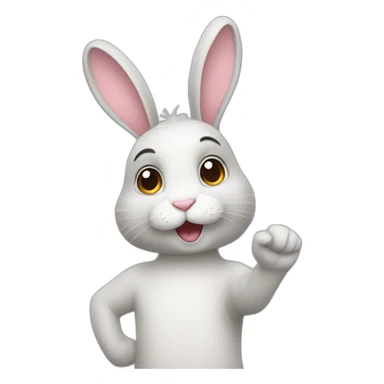 A bunny with a raised hand  sticker