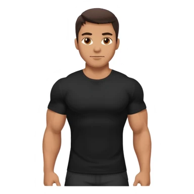 Generate a muscular guy wearing plane black t shirt sticker