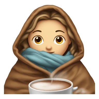 white woman inside a blanket sipping hot chocolate sticker
