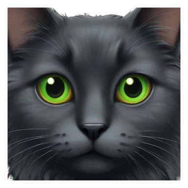 black fluffy cat green eyes sticker