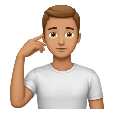 Man holding his hands to his neck sticker