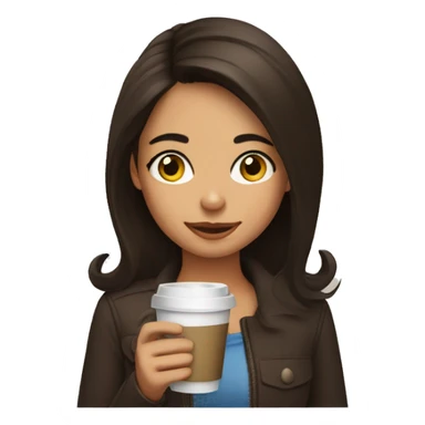 Brunett girl drinking coffee sticker