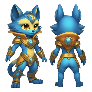 Anthro-Edgy-Cool-Blue-Yellow-Sand-Orange-Contrast-Colors-Fantasy-Fur-Sona-Chibi-Shiny-Fakémon-Hybrid full body sticker