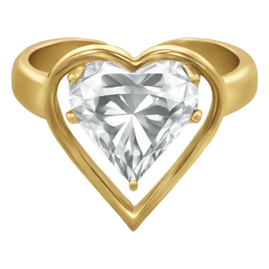 Heart shaped diamond on a gold ring sticker