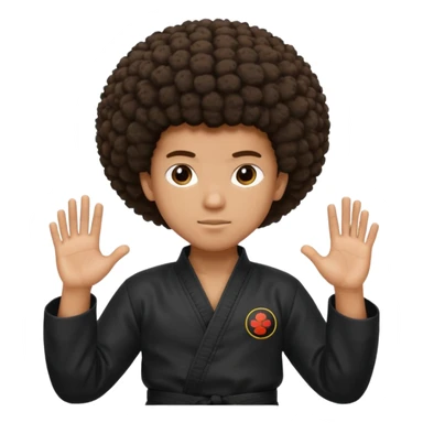 black karate instructor with afro hair and a low taper haircut, and a small fade on the sides. Make the hair brown sticker