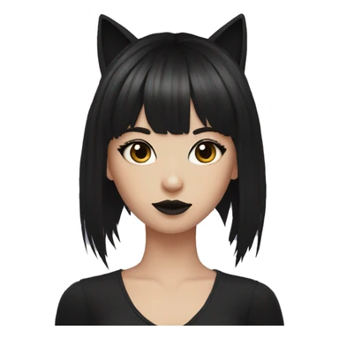 brunette goth girl with bangs and cat ears sticker