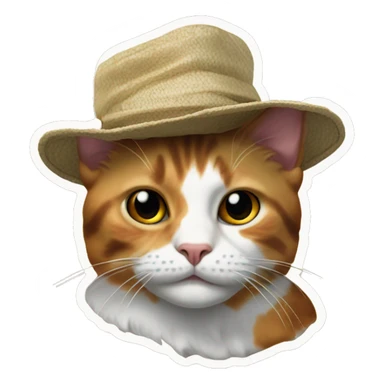 calico cat with marajuana bucket hat sticker