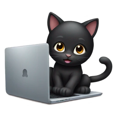cute black kitty with laptop sticker