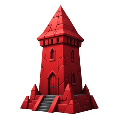 iOS sticker, dark fantasy tower, monochrome red, minimal sticker