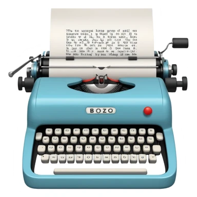 Typewriter typing on paper and the paper says bozo sticker