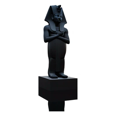 Osiris obsidian statue on granite 30 ton , massive size, sunlight behind, sunset colors, reflections on black stone polished clean perfect, photography angles sticker