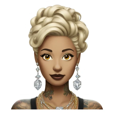 Hyper Realistic tattooed lady wearing expensive jewelry sticker