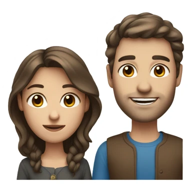 woman and man with brown hair and blue eyes together  sticker