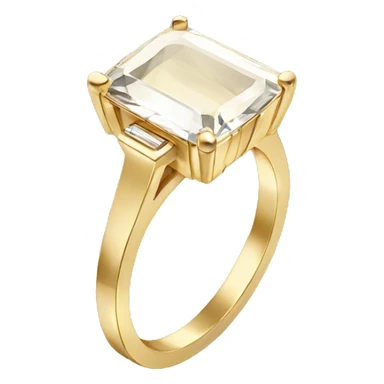 Gold engagement ring with rectangular stone  sticker