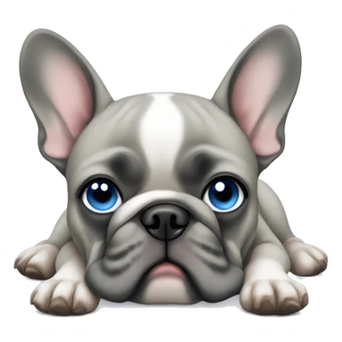 grey french bulldog blue eyes sleep sticker