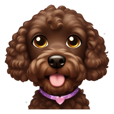 Dark brown Your Cavapoo looking up with big sparkles or tiny hearts around the eyes to show how cute they are sticker