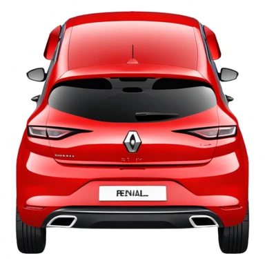 Renault Megane E-Tech electric car, rear view, red color with hatchback design sticker