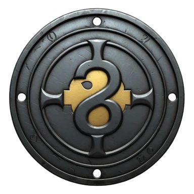 Minimal emoji, gothic metal coin made of black steel, engraved number 2 at the center, ancient industrial aesthetic, worn metal texture, no glow, no neon, flat emoji design, centered, transparent background sticker