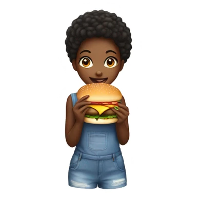 black girl eating a burger sticker
