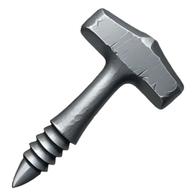 small, fat metal nail with a bent shaft, partially hammered into a wooden surface sticker