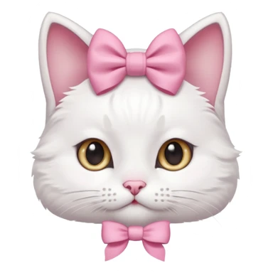 A little white cat with innocent eyes and a pink bow on its head sticker