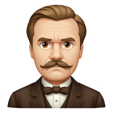 Friedrich Nietzsche with his iconic mustache and serious expression, philosopher sticker