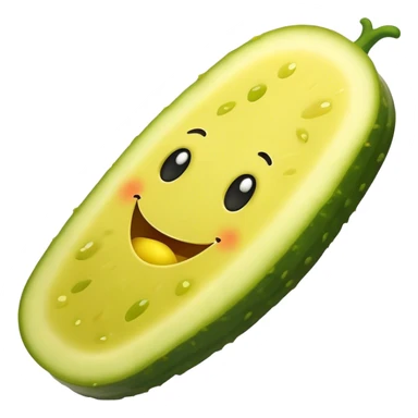 A pickle slice with a happy face sticker