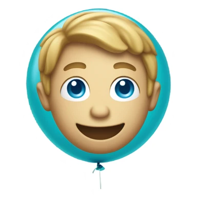 a cyan balloon with a sigma face sticker