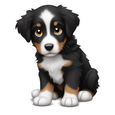 Black Australian Shepard puppy with white stripe up nose sticker