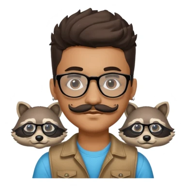 Boy with a rocoon head and glasses and mustache hes latino and iced out earrings sticker