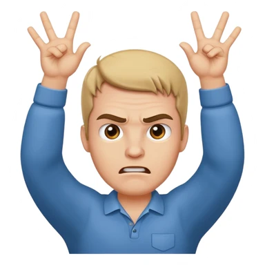 Angry face holding two hands above head pulling shaka sign sticker